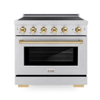 ZLINE 36 in. Induction Range 5.2 cu. ft. Electric Oven 5 Element Cooktop Satin Stainless Steel Polished Gold Accents (SINRSZ-36-G)