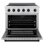 ZLINE 36 in. Induction Range 5.2 cu. ft. 5 Burner Cooktop Electric Convection Oven Satin Stainless Steel Matte Black Accents (SINRSZ-36-MB)