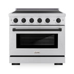 ZLINE 36 in. Induction Range 5.2 cu. ft. 5 Burner Cooktop Electric Convection Oven Satin Stainless Steel Matte Black Accents (SINRSZ-36-MB)