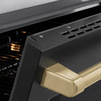 ZLINE 36 in. Induction Range 5.2 cu. ft. 5 Element Cooktop Electric Convection Oven Satin Stainless Steel Black Matte Door Champagne Bronze Accents (SINRSZ-BLM36-CB)