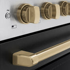 ZLINE 36 in. Induction Range 5.2 cu. ft. 5 Element Cooktop Electric Convection Oven Satin Stainless Steel Black Matte Door Champagne Bronze Accents (SINRSZ-BLM36-CB)