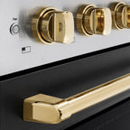 ZLINE 36 in. Induction Range 5.2 cu. ft. 5 Element Cooktop Electric Convection Oven Satin Stainless Steel Black Matte Door Polished Gold Accents (SINRSZ-BLM36-G)