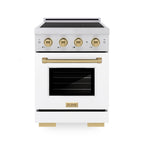 ZLINE 24 in Induction Range 3.2 cu. ft. Electric Convection Oven 3 Element Cooktop Satin Stainless Steel White Matte Door Champagne Bronze Accents (SINRSZ-WM-24-CB)