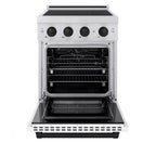 ZLINE 24 in. Induction Range 3.2 cu. ft. Paramount Series 3 Element Cooktop Electric Convection Oven Satin Stainless Steel White Matte Door Matte Black Accents (SINRSZ-WM-24-MB)