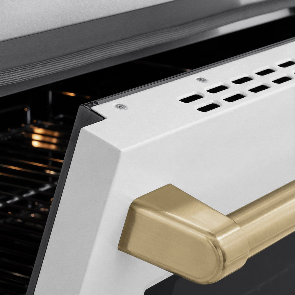 ZLINE 30 in. Induction Range 4.2 cu. ft. Electric Convection Oven 4 Elements Satin Stainless Steel White Matte Door Champagne Bronze Accents (SINRSZ-WM-30-CB)
