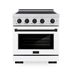 ZLINE 30 in. Induction Range 4.2 cu. ft. 4 Element Cooktop Electric Convection Oven Satin Stainless Steel White Matte Door Matte Black Accents (SINRSZ-WM-30-MB)
