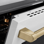 ZLINE 36 in. Induction Range 5.2 cu. ft. 5 Element Cooktop Electric Convection Oven Satin Stainless Steel White Matte Door Champagne Bronze Accents (SINRSZ-WM-36-CB)