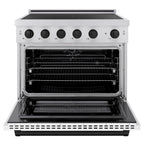 ZLINE 36 in. Induction Range 5.2 cu. ft. 5 Element Cooktop Electric Convection Oven Satin Stainless Steel White Matte Door Matte Black Accents (SINRSZ-WM-36-MB)