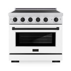 ZLINE 36 in. Induction Range 5.2 cu. ft. 5 Element Cooktop Electric Convection Oven Satin Stainless Steel White Matte Door Matte Black Accents (SINRSZ-WM-36-MB)