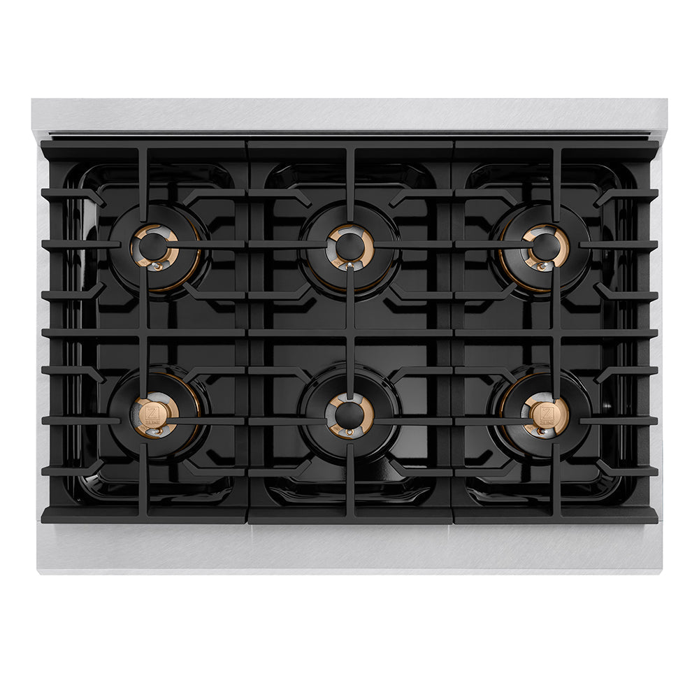 ZLINE 36" Paramount Gas Rangetop with 6 Burner DuoPro™ Cooktop in Satin Stainless Steel, PSRTS-36