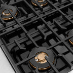 ZLINE Autograph Edition 30" Paramount Gas Rangetop with 4 Burner DuoPro™ Cooktop in Satin Stainless Steel and Champagne Bronze Accents, PSRTSZ-30-CB