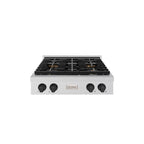 ZLINE Autograph Edition 30" Paramount Gas Rangetop with 4 Burner DuoPro™ Cooktop in Satin Stainless Steel and Matte Black Accents, PSRTSZ-30-MB