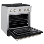 ZLINE Paramount 30 in. 4.2 cu. ft. Dual Fuel Range with 4 Burner Gas Cooktop and Electric Convection Oven in Stainless Steel with Black Matte Door (SDR-BLM-30)