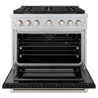 ZLINE Paramount 36 in. Dual Fuel Range with 6 Burners and Electric Convection Oven, 5.2 cu. ft., Stainless Steel with Black Matte Door (SDR-BLM-36)