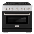 ZLINE Paramount 36 in. Dual Fuel Range with 6 Burners and Electric Convection Oven, 5.2 cu. ft., Stainless Steel with Black Matte Door (SDR-BLM-36)