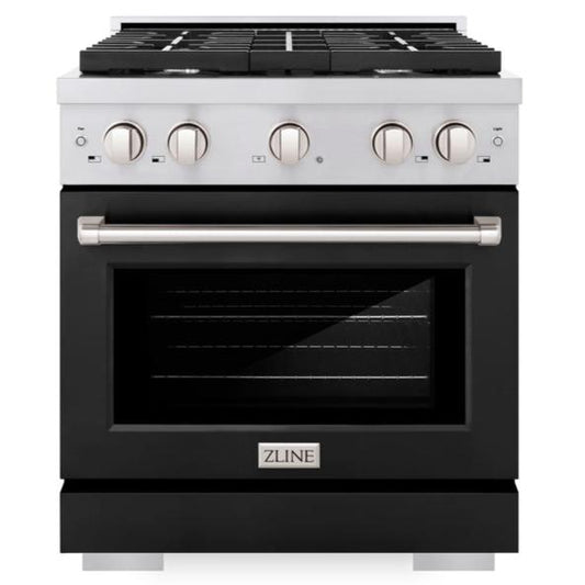 ZLINE Paramount 30 in. Gas Range with Convection Oven, 4.2 cu. ft., Stainless Steel with Black Matte Door (SGR-BLM-30)