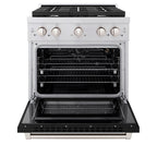 ZLINE Paramount 30 in. Gas Range with Convection Oven, 4.2 cu. ft., Stainless Steel with Black Matte Door (SGR-BLM-30)