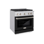 ZLINE Paramount 30 in. Gas Range with Convection Oven, 4.2 cu. ft., Stainless Steel with Black Matte Door (SGR-BLM-30)