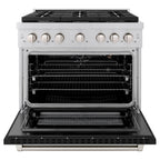 ZLINE Paramount 36 in. Gas Range with 6 Burners, 5.2 cu. ft. Convection Oven, Stainless Steel with Matte Black Door (SGR-BLM-36)