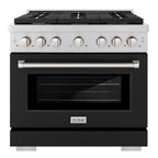 ZLINE Paramount 36 in. Gas Range with 6 Burners, 5.2 cu. ft. Convection Oven, Stainless Steel with Matte Black Door (SGR-BLM-36)