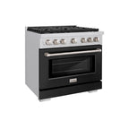 ZLINE Paramount 36 in. Gas Range with 6 Burners, 5.2 cu. ft. Convection Oven, Stainless Steel with Matte Black Door (SGR-BLM-36)