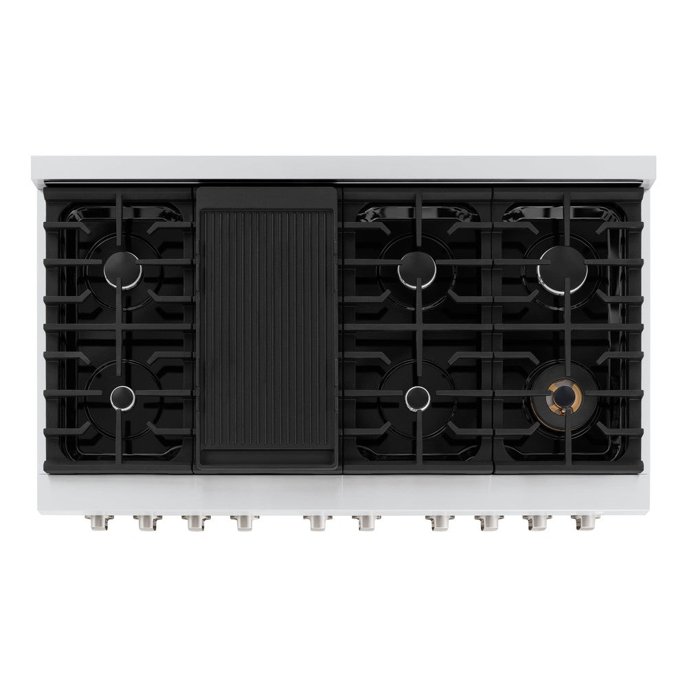 ZLINE Paramount 48 in. 6.7 cu. ft. Gas Range with Convection Oven, Stainless Steel with White Matte Doors (SGR-BLM-48)