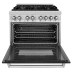 ZLINE 36" Dual Fuel Range with Gas Burners and Electric Oven, Stainless Steel with Black Matte Door (RA-BLM-36)