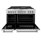 ZLINE 48" Dual Fuel Range with Gas Cooktop, Electric Convection Oven, Brass Burners and Griddle in Stainless Steel (RA-BR-GR-48)
