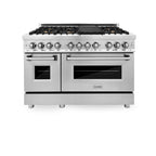 ZLINE 48" Dual Fuel Range with Gas Cooktop, Electric Convection Oven, Brass Burners and Griddle in Stainless Steel (RA-BR-GR-48)