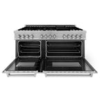 ZLINE 60 in. 7.4 cu. ft. Legacy Dual Fuel Range with 9 Gas Burners and Double Electric Convection Ovens in Satin Stainless Steel (RAS-SN-60)