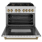 ZLINE Autograph Edition 36-Inch Dual Fuel Range, 4.6 cu. ft., Stainless Steel with Bronze Accents (Model RAZ-36-CB)