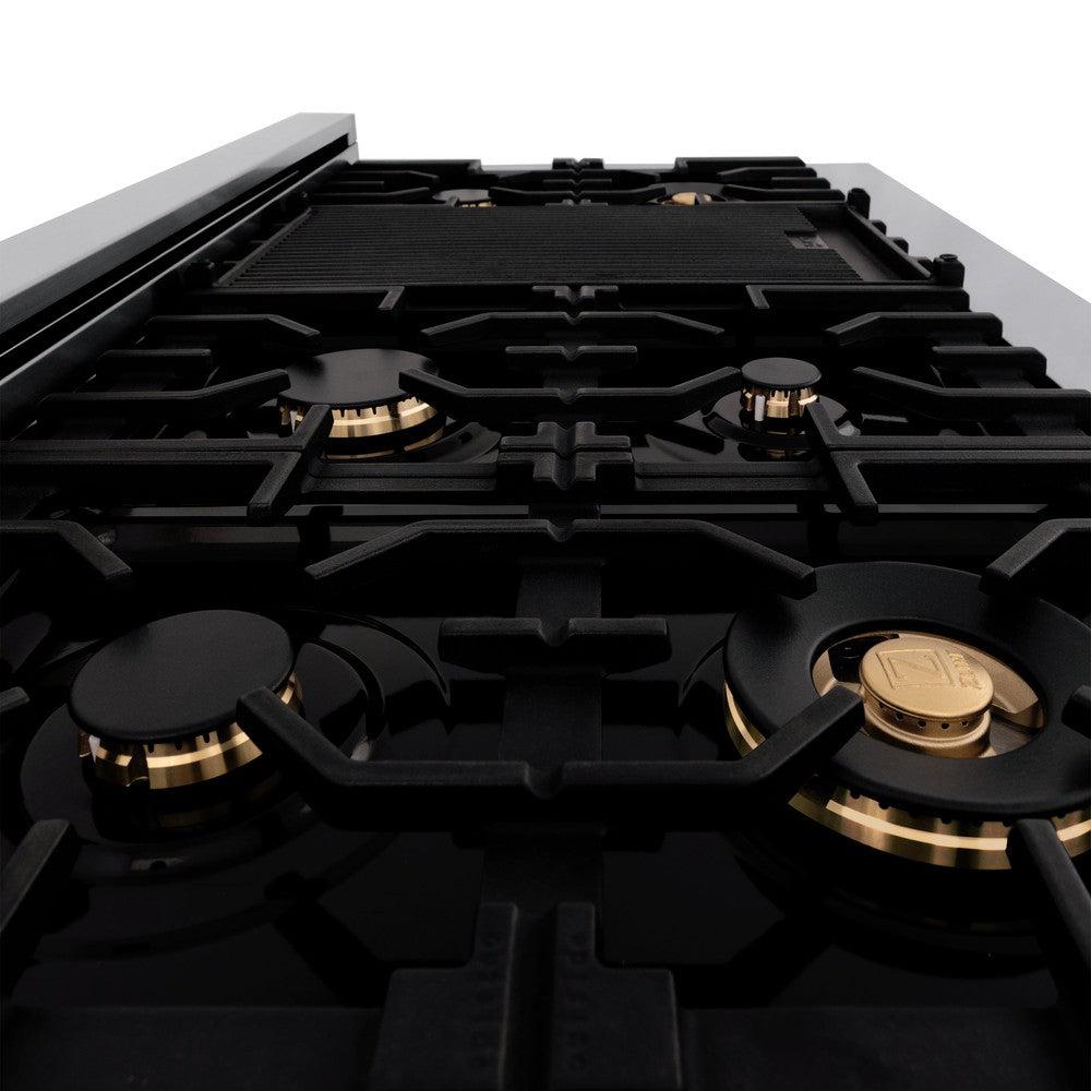 ZLINE Autograph Edition 48 in. Dual Fuel Range, 6.0 cu. ft. Oven, Stainless Steel with Champagne Bronze Accents (Model RAZ-48-CB)