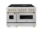ZLINE Autograph Edition 48-Inch Dual Fuel Range, 6.0 cu. ft. Oven, Stainless Steel with Gold Accents (Model RAZ-48-G)
