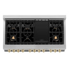ZLINE Autograph Edition 48-Inch Dual Fuel Range, 6.0 cu. ft. Oven, Stainless Steel with Gold Accents (Model RAZ-48-G)
