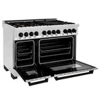 ZLINE Autograph Edition 48 in. 6.0 cu. ft. Dual Fuel Range with Gas Cooktop and Electric Convection Oven in Stainless Steel with Black Matte Accents (RAZ-48-MB)