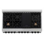ZLINE Autograph Edition 48 in. 6.0 cu. ft. Dual Fuel Range with Gas Cooktop and Electric Convection Oven in Stainless Steel with Black Matte Accents (RAZ-48-MB)