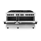 ZLINE Autograph Edition 60-Inch Dual Fuel Range with 7.4 cu. ft. Electric Convection Oven, Stainless Steel with Black Matte Accents (Model RAZ-60-MB)
