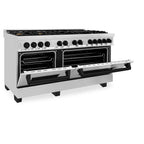 ZLINE Autograph Edition 60-Inch Dual Fuel Range with 7.4 cu. ft. Electric Convection Oven, Stainless Steel with Black Matte Accents (Model RAZ-60-MB)