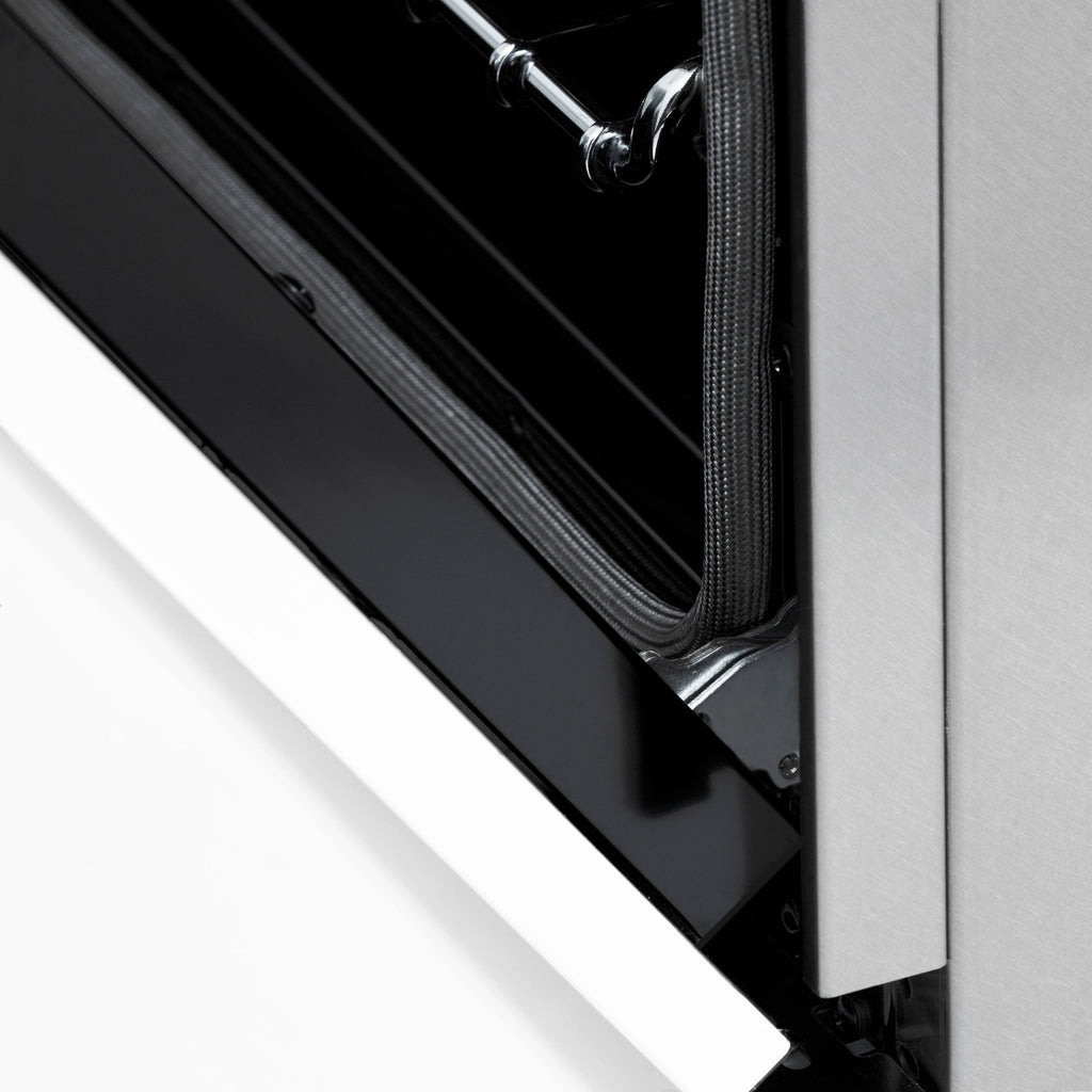 ZLINE Autograph 60 in. Legacy Dual Fuel Range with 9 Gas Burners and Double Electric Convection Ovens, 7.4 cu. ft., Satin Stainless Steel with White Matte Doors and Matte Black Accents (RASZ-WM-60-MB)