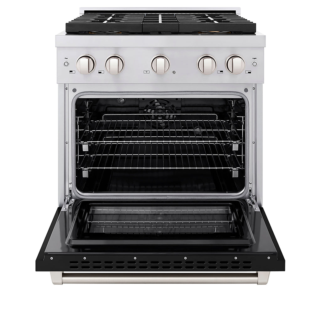 ZLINE 30 in. Dual Fuel Range 4.2 cu. ft. with 4 Burner DuoPro™ Cooktop, Electric Convection Oven & Black Matte Door (PSDR-BLM-30)