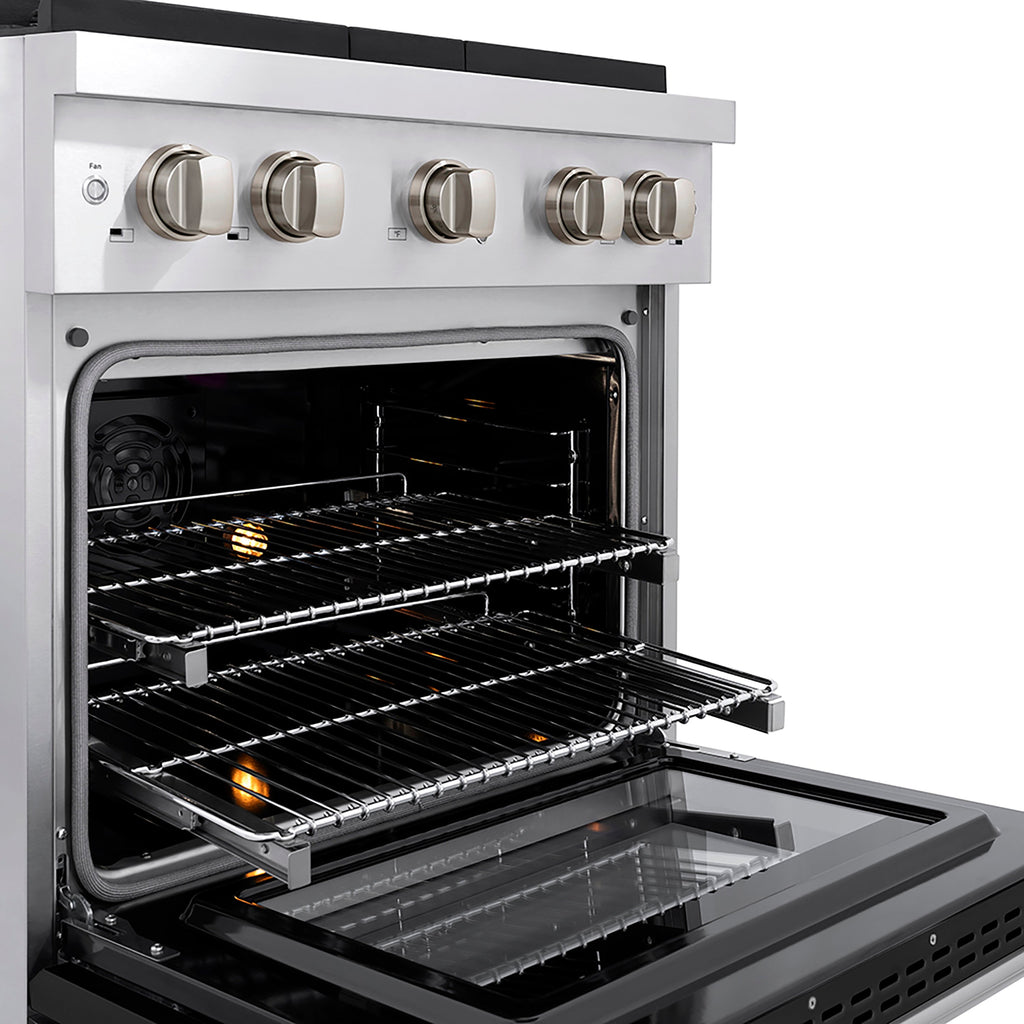 ZLINE 30 in. Dual Fuel Range 4.2 cu. ft. with 4 Burner DuoPro™ Cooktop, Electric Convection Oven & Black Matte Door (PSDR-BLM-30)
