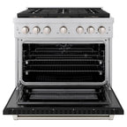 ZLINE 36 in. Dual Fuel Range 5.2 cu. ft. 6 Burner DuoPro™ Cooktop Electric Convection Oven Black Matte Door (PSDR-BLM-36)