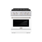 ZLINE 30 in. Dual Fuel Range – 4.2 cu. ft. Capacity – 4 Burner DuoPro™ Cooktop, Electric Convection Oven, White Matte Door (PSDR-WM-30)