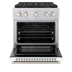 ZLINE 30 in. Dual Fuel Range – 4.2 cu. ft. Capacity – 4 Burner DuoPro™ Cooktop, Electric Convection Oven, White Matte Door (PSDR-WM-30)