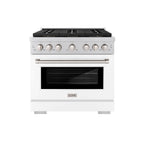 ZLINE 36 in. Dual Fuel Range 5.2 cu. ft. 6 Burner DuoPro™ Cooktop Electric Convection Oven White Matte Door (PSDR-WM-36)