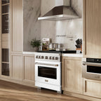 ZLINE 36 in. Dual Fuel Range 5.2 cu. ft. 6 Burner DuoPro™ Cooktop Electric Convection Oven White Matte Door (PSDR-WM-36)