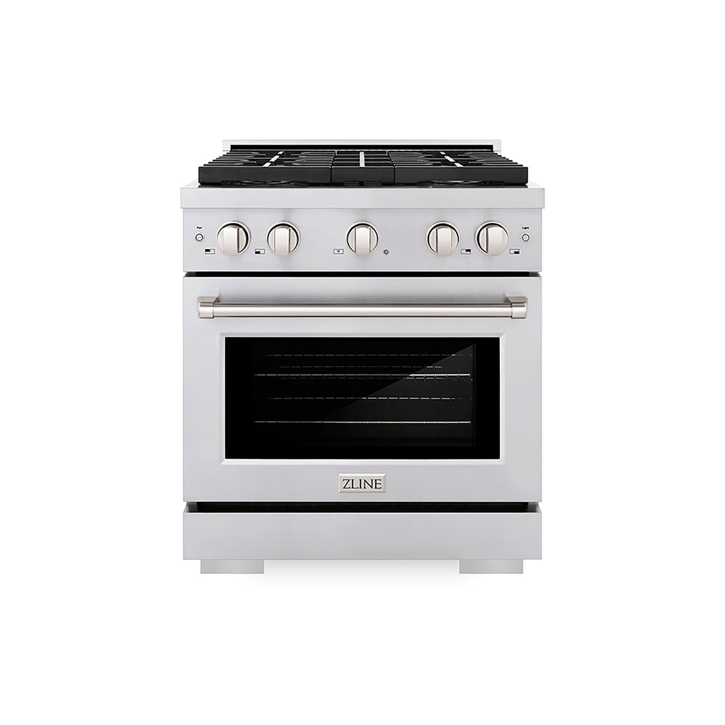 ZLINE 30 in. Dual Fuel Range 4.2 cu. ft. with 4 Burner DuoPro™ Cooktop & Electric Convection Oven, Stainless Steel (PSDR30)