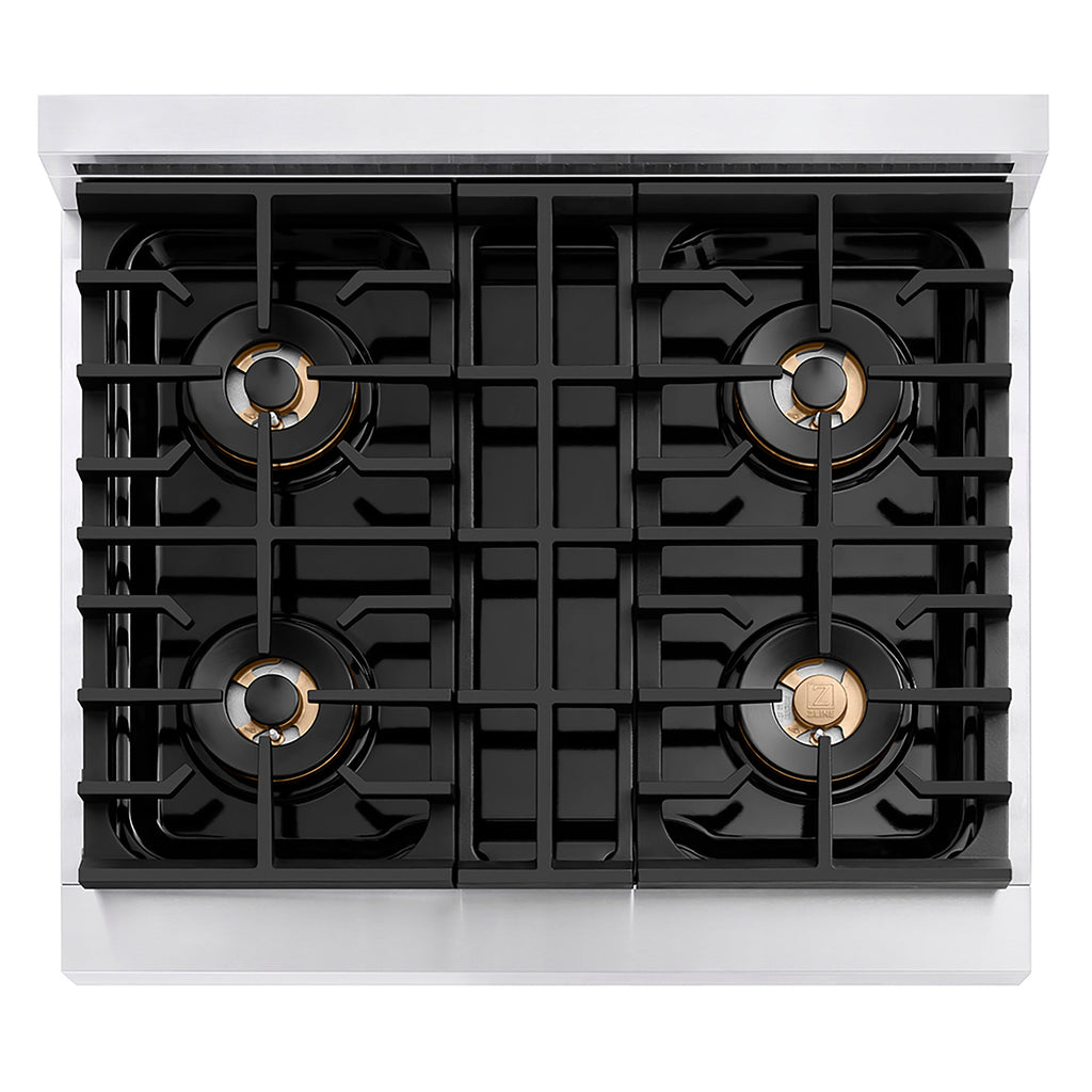 ZLINE 30 in. Dual Fuel Range 4.2 cu. ft. with 4 Burner DuoPro™ Cooktop & Electric Convection Oven, Stainless Steel (PSDR30)