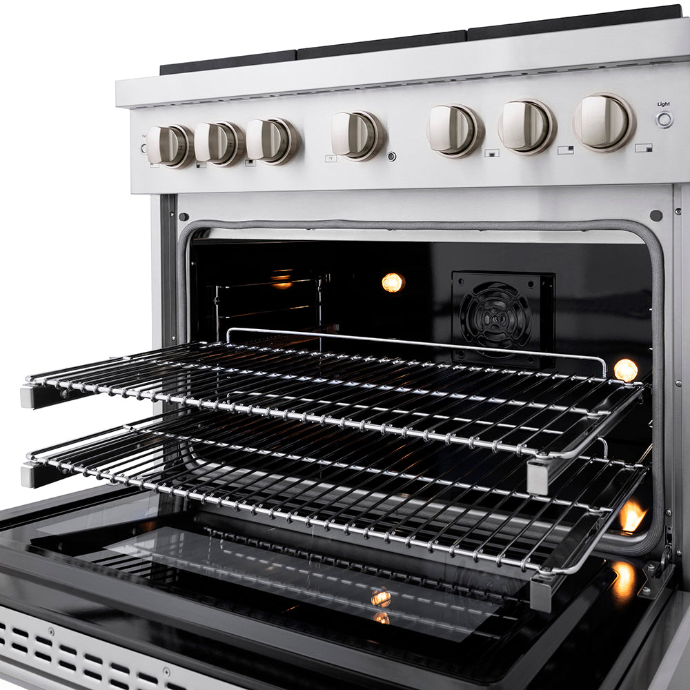 ZLINE 36 in. Dual Fuel Range 5.2 cu. ft. with 6 Burner DuoPro™ Cooktop and Electric Convection Oven – Stainless Steel (PSDR36)