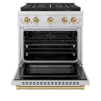 ZLINE 30 in. Dual Fuel Range 4.2 cu. ft. 4 Burner DuoPro™ Cooktop Electric Convection Oven Stainless Steel Champagne Bronze Accents (PSDRZ-30-CB)